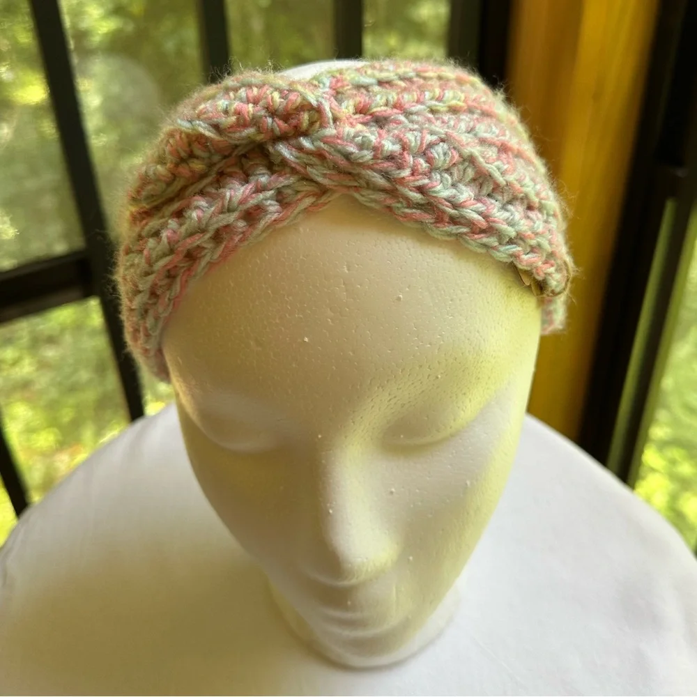 Artisan Hand-Knit Variegated Pastels Soft Decorative Twist Headband ~ Toddler